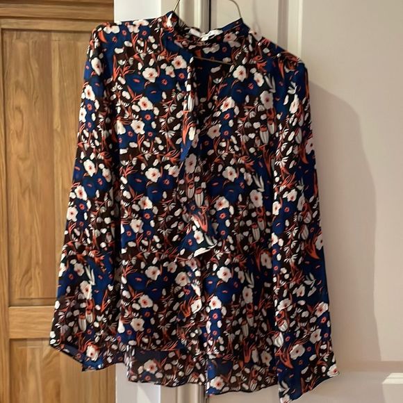 10 Crosby Derek Lam Floral Blouse - Blue and Red - Picture 2 of 11
